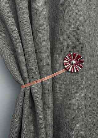 Магніти для штор і гардин Хризантема набір 2 шт Бордовий з сріблястим (81-299) Київ