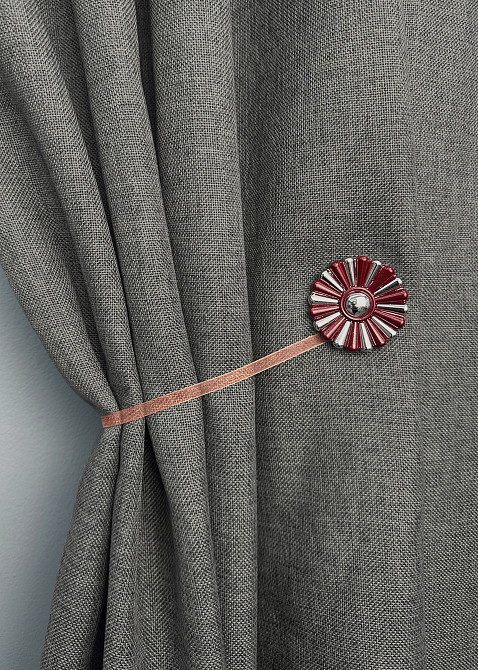 Магниты для штор и гардин Хризантема набор 2 шт Бордовый с серебристым (81-299) Киев - изображение 5