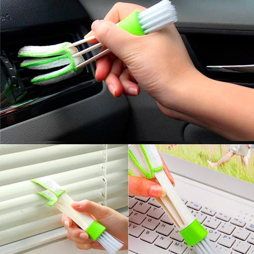 Щетка 2-в-1 для чистки кондиционера авто, жалюзи, клавиатуры, двухсторонняя Киев - изображение 2
