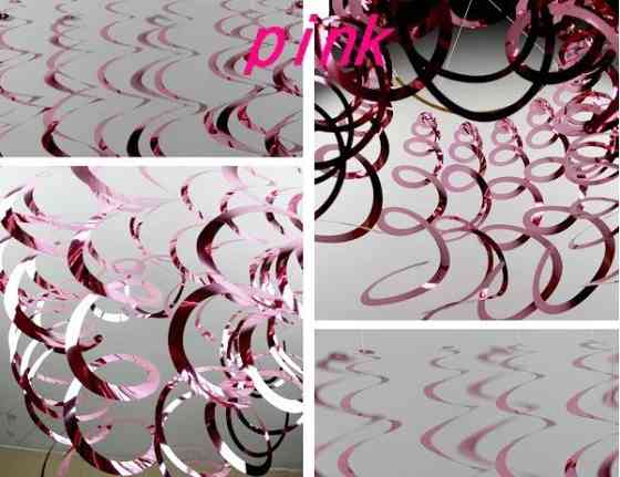 Дождик гирлянда под потолок 6 полосочек 70 см розовый Киев