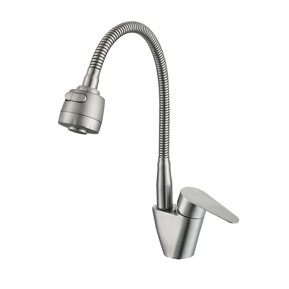 Смеситель для кухни с гибким изливом  WEZER POD4D-04 сатин Киев - изображение 1