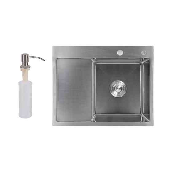 Мийка для кухні інтегрована Lidz Handmade H6350L крило зліва (LDH6350BRUL45588) Brushed Steel 3,0/1,0 мм Київ