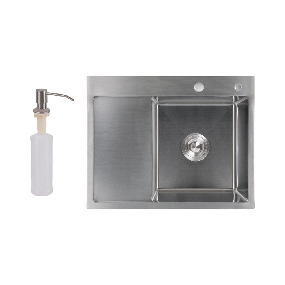 Мийка для кухні інтегрована Lidz Handmade H6350L крило зліва (LDH6350BRUL45588) Brushed Steel 3,0/1,0 мм Київ - фото 1