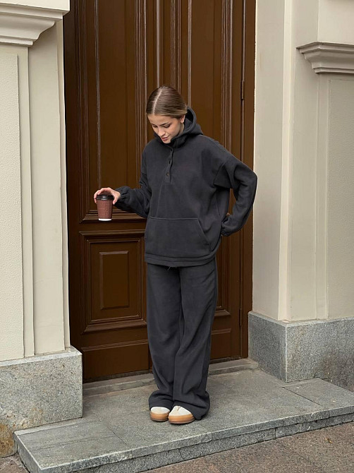 Женский теплый базовый костюм двойка из двухстороннего флиса. Графит, 42/44 Одесса - изображение 1