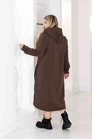 Тепла трикотажна сукня міді з капюшоном "Era" | Норма і батал Шоколадний, 46-48 Київ