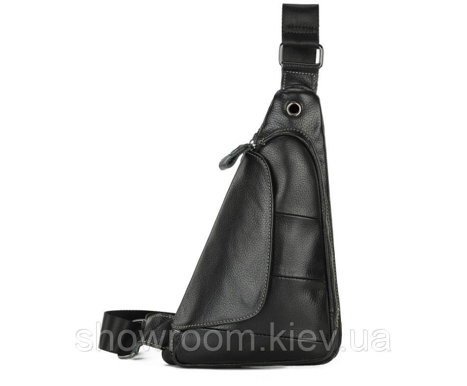 Чоловічі сумки на груди (слінг) Leather Collection (5040) black Київ - фото 1