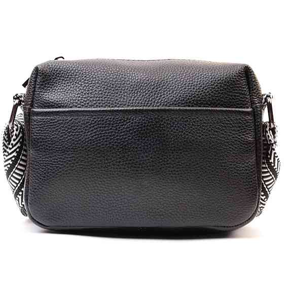 Сумка на одне відділення в класичному кольорі з натуральної шкіри Vintage 22606 Чорна Київ