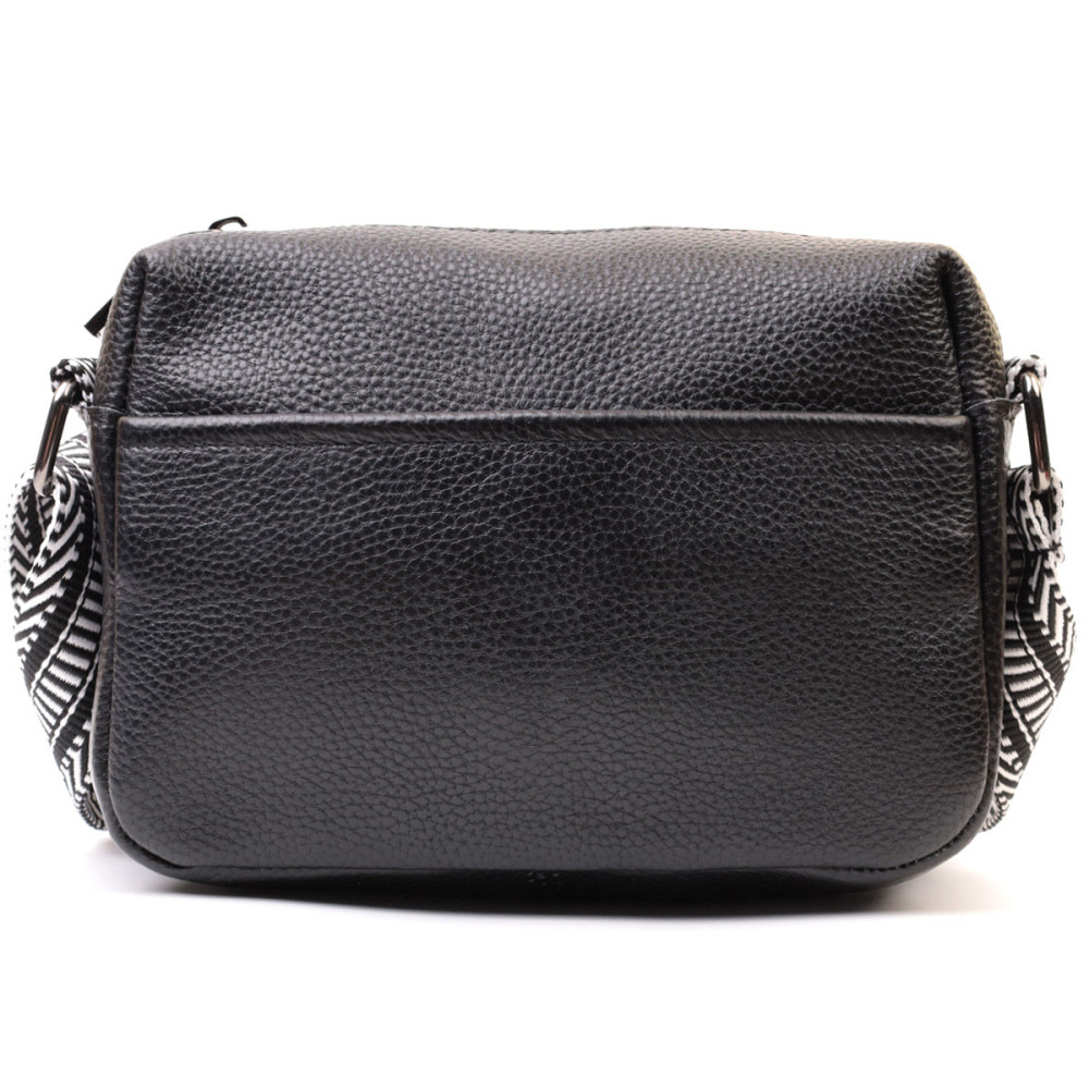 Сумка на одне відділення в класичному кольорі з натуральної шкіри Vintage 22606 Чорна Київ - фото 5