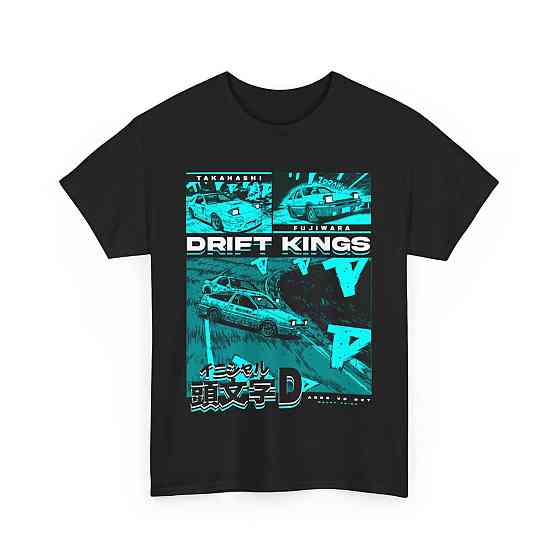 Футболка для хлопчика з аніме принтом Дріфт Кінгс Раке Кар оверсайз (зріст від 165 до 180) Чорний AnimeJ0375m Дніпро