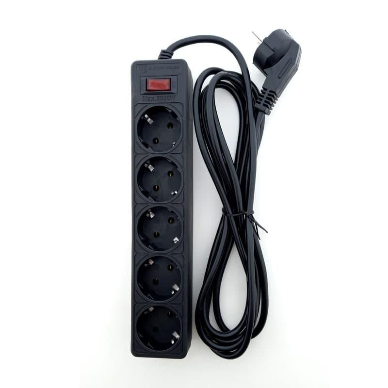 Сетевой фильтр с заземлением 5 гнезд, 3 м, черный Днепр - изображение 3