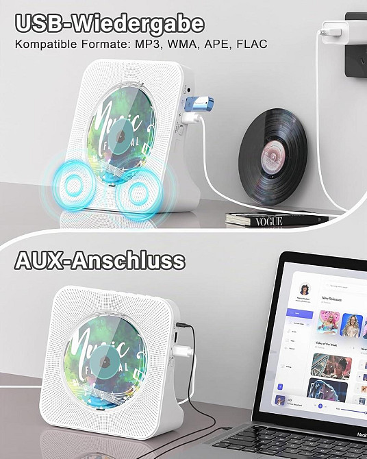 Аудіосистема Greadio KC-806 CD-плеер з пультом, світлодіодним екраном, FM-радіо, AUX/USB, HiFi-динаміком з Німеччини Дніпро - фото 14