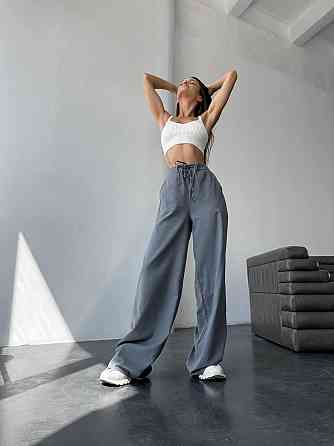 Женские базовые легкие брюки палаццо лён Одесса