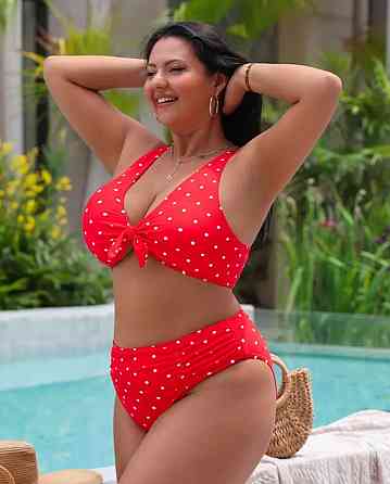 Купальник женский в горошек батал раздельный красный 2XL Киев