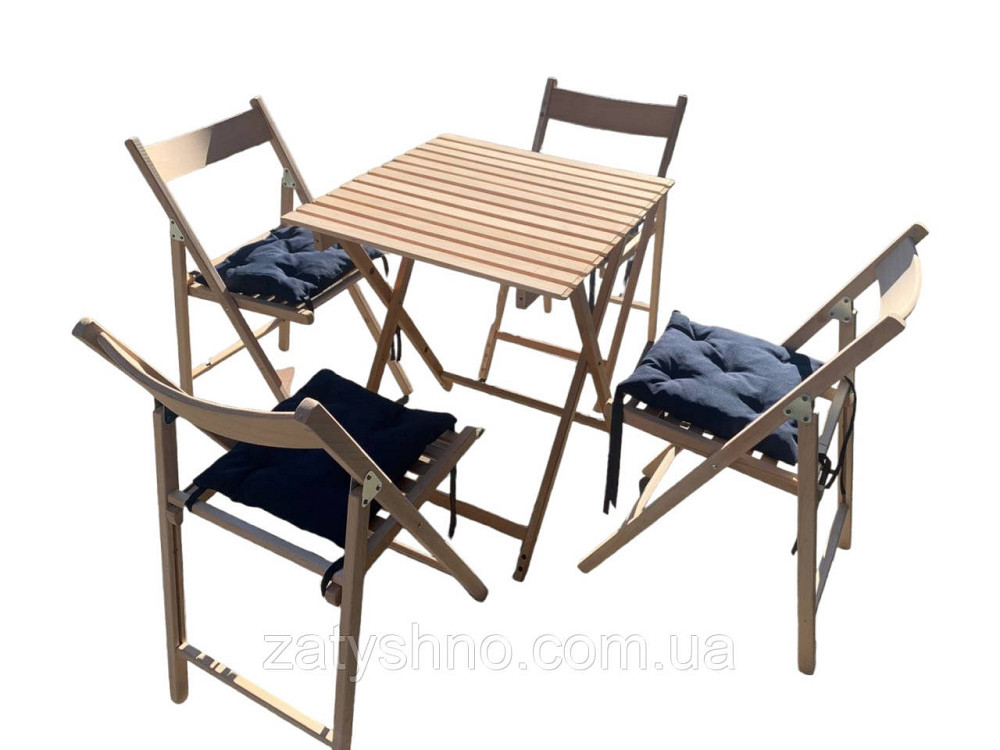 Мебель деревянная из бука с 4 стульями и накидками Киев - изображение 1