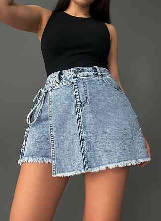 Шорты-юбка женские Vanver 221-225 джинсовые на запах с завязкой голубые, голубой, 26, 26, 70 см, 99 см Киев