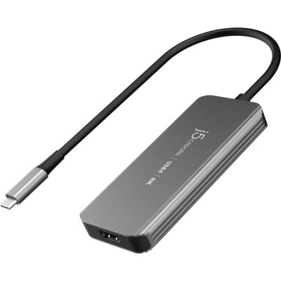 Концентратор J5create USB-C 5-in-1 2xUSB 3.2 10Gbps + 2xUSB-C 10Gbps PD 100W + HDMI 8K gray (JCH453-N) Винница - изображение 4