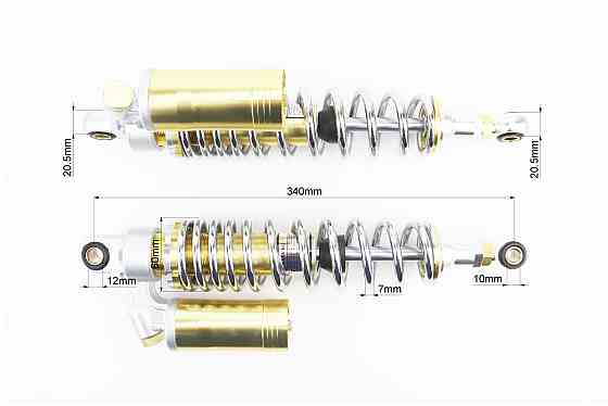 Амортизатор задній JH/CB/CG - 340мм*d60мм (втулка 12мм / втулка 10;12мм) газовий регул., хром к-кт 2шт Київ