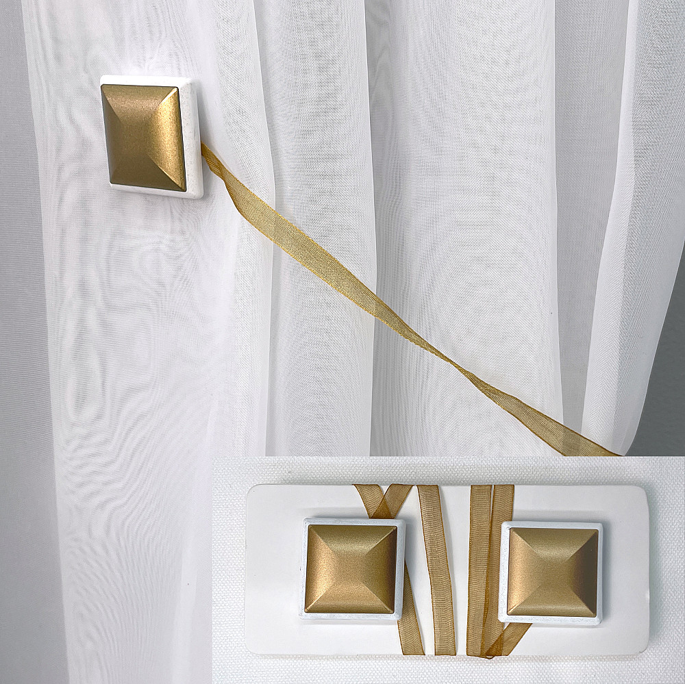 Магніти для штор і гардин Квадрат двосторонні набір 2 шт Бронзовий з білим (81-136) Київ - фото 1