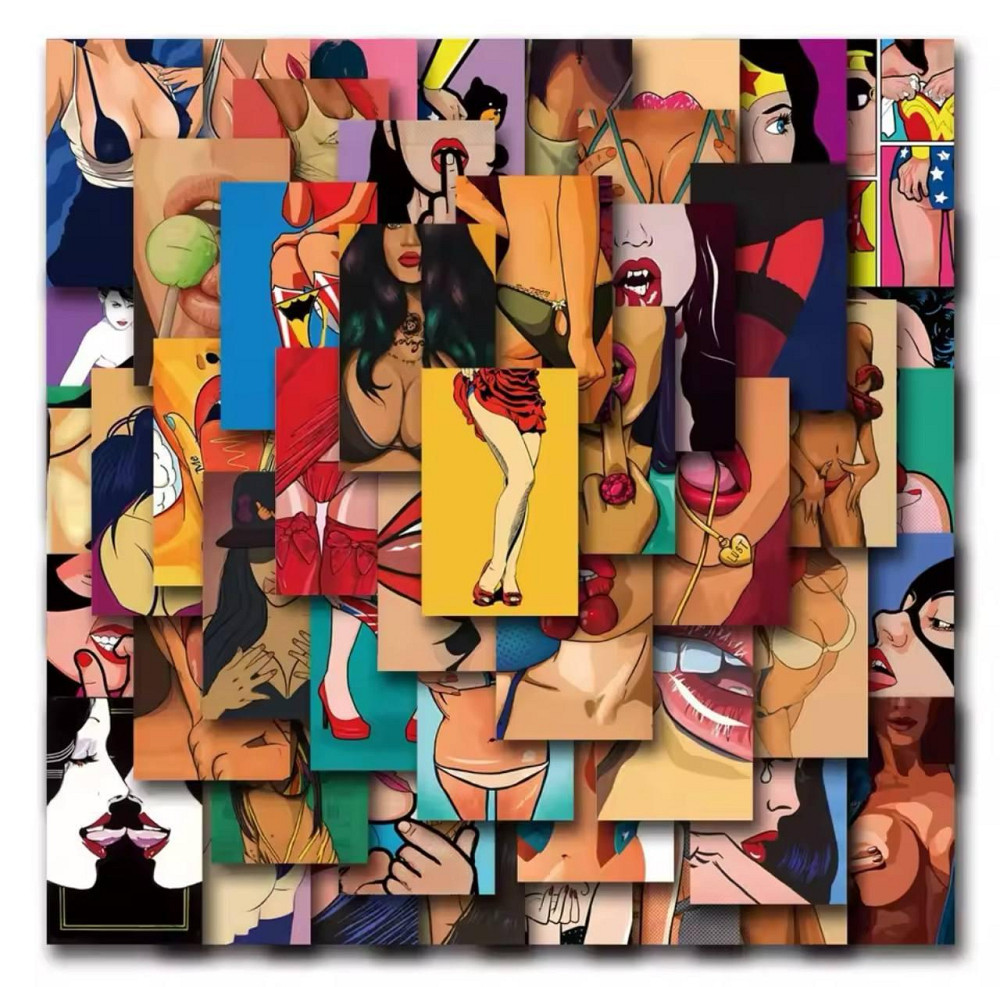 Наклейки з малюнками дівчат, модні жіночі постери-наклейки, стікерпак дівчата, набір 50 штук Київ - фото 6