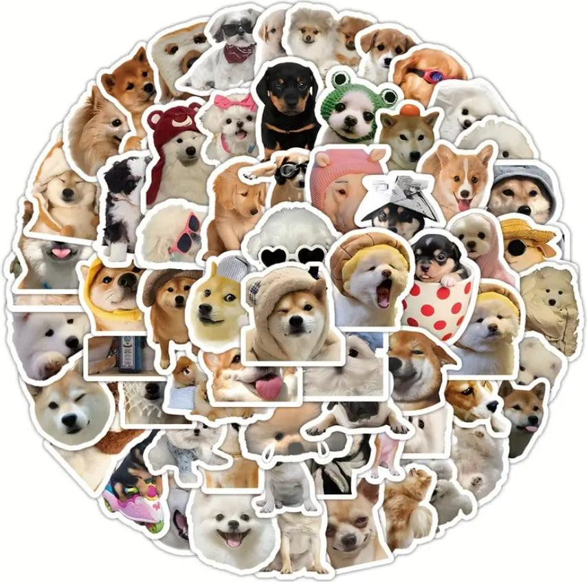 50 милых реалистичных наклеек с щенками. Водонепроницаемые виниловые эстетические наклейки с собакам Киев - изображение 3