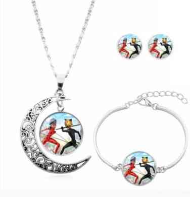 Набор бижутерии детский под серебро (серьги, браслет, кулон) - цинковый сплав, пластик Киев