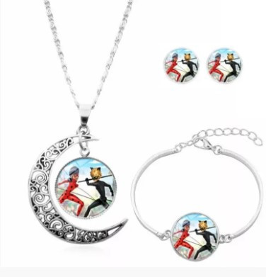 Набор бижутерии детский под серебро (серьги, браслет, кулон) - цинковый сплав, пластик Киев - изображение 1