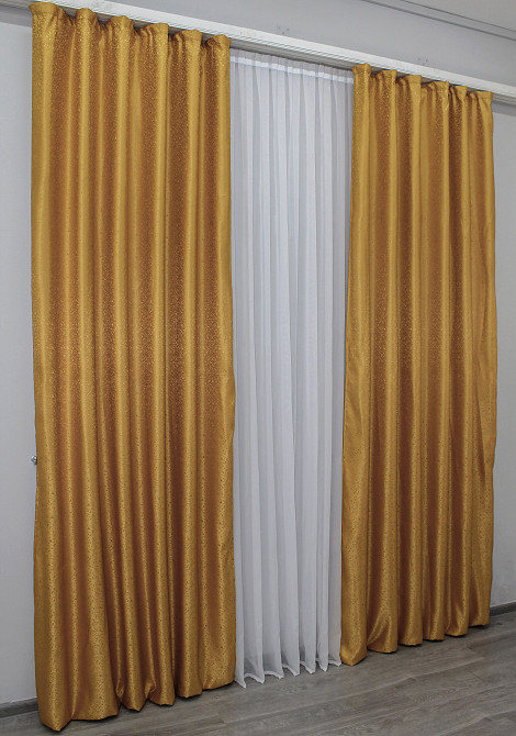 Комплект готових штор VR-Textil Жакард № 354ш Золотистий 150х270 см 2 шт (30-092) Київ - фото 5