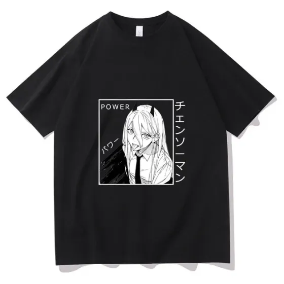 Футболка мужская с аниме принтом Бензопила / Павер Размер оверсайз (S/M/L) Черный AnimeT1017 Днепр