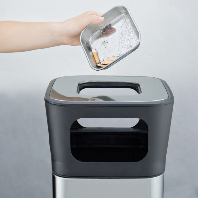 Контейнер для сміття JAH квадратный з попільничкою Срібний металік 25 л (6331) Вінниця - фото 2