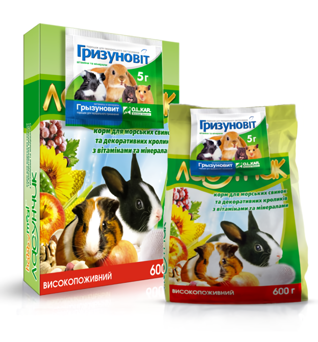 Корм Хобби Мил Ласунчик Медиум для декоративных кроликов и морских свинок 600 г, O.L.KAR Винница - изображение 2