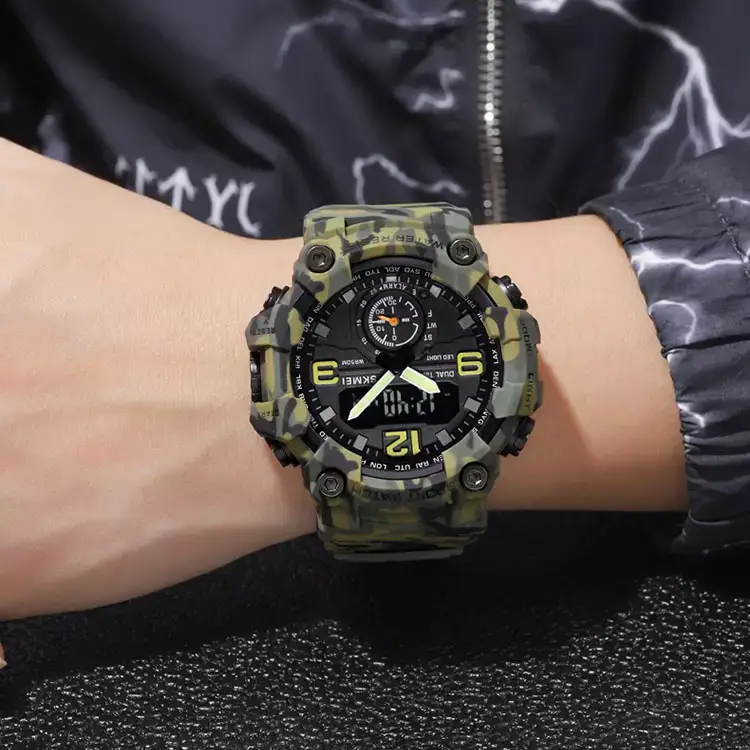 Мужские спортивные наручные часы Skmei 1965 (Зеленый камуфляж) Винница - изображение 4
