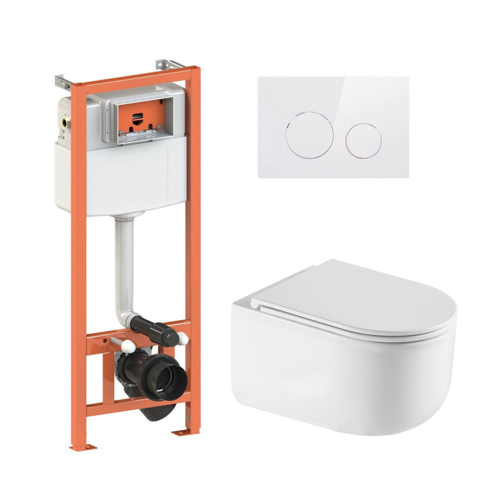 Готовое решение Qtap для ванной комнаты: подвесной унитаз Taurus Ultra Quiet 485×360×350 + комплект инсталляции Nest 4 в 1 Киев - изображение 1