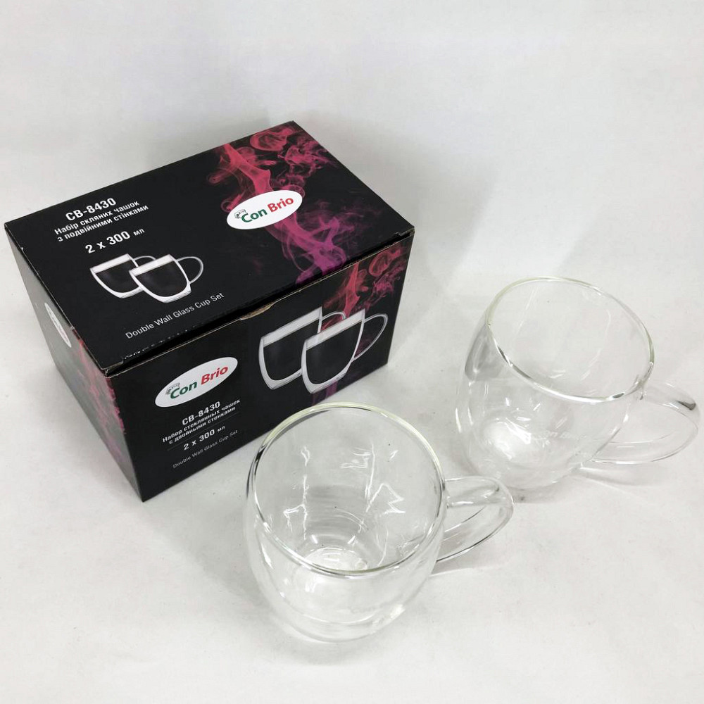 Чашка с двойным дном для напитков Con, Кружка с двойнми стенками стекло Набор чашек двойным стеклом PL-72 Львов - изображение 2