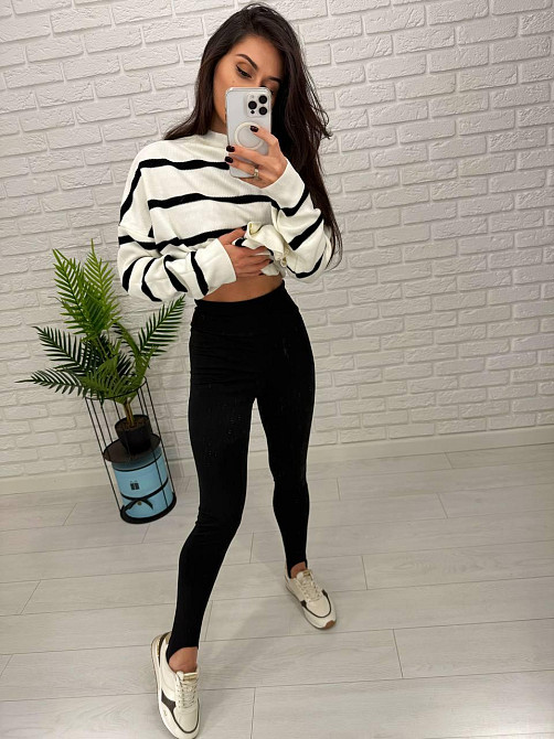 Жіночі теплі базові лосини зі штрипками дайвінг на флісі 46/48 Одеса - фото 7