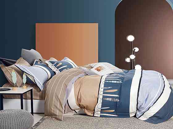 Ecotton Комплект постільної білизни Ecotton двоспальний Сімейний 150х215 см кремово-синій (2121 Київ