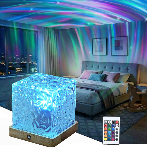 Акумуляторна LED-лампа LETOUR Spa Like, проєктор океанських хвиль, 16 кольорів, пульт ДК, сенсорне керування, водонепроникна Київ