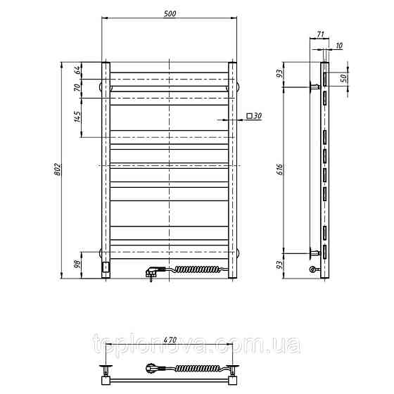 Сушарка для рушників Largo 500х800 Sensorс таймером, права Чернівці