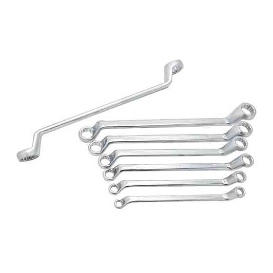 Ключі накидні відігнуті на 75грд., Набір 7пр. (8х9,10х11,12х13,14х15,16х17,18х19,22х24) ROCKFORCE RF-5079 Одесса