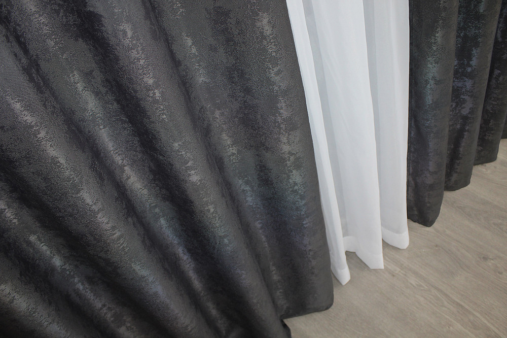 Комплект штор на люверсах VR-Textil Жакард Sultan YL № 1211ш Графітовий 150х250 см 2 шт (37-0004) Київ - фото 7