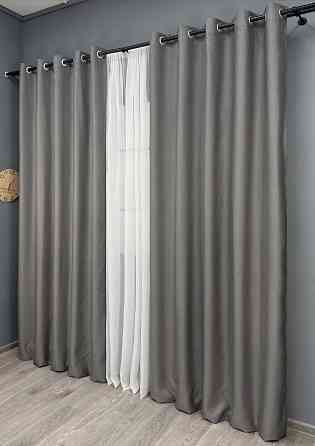 Комплект готовых штор на люверсах VR-Textil Рогожка TERRA LUXE № 1862ш Серый 150х270 см 2 шт (37-0311) Киев