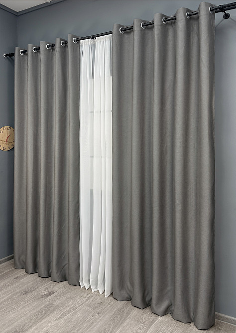 Комплект готовых штор на люверсах VR-Textil Рогожка TERRA LUXE № 1862ш Серый 150х270 см 2 шт (37-0311) Киев - изображение 4
