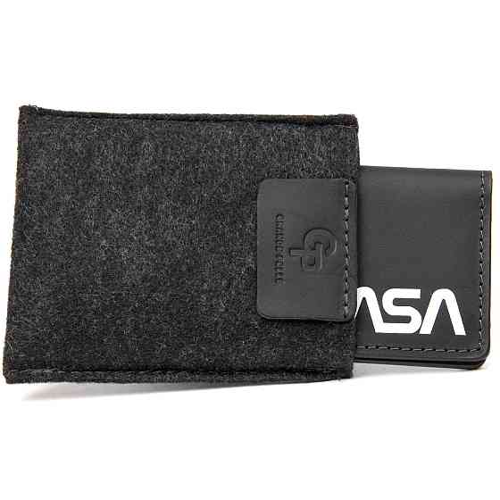 Шкіряна обкладинка для автодокументів з логотипом NASA GRANDE PELLE 11490 Чорний Київ