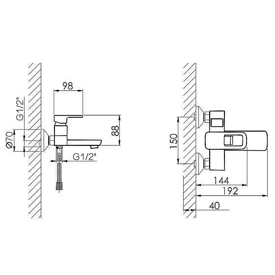 Змішувач для ванни Lidz Wawel 006 (з душовим гарнітуром) (k35) LDWAW006BLA45393 Black Київ