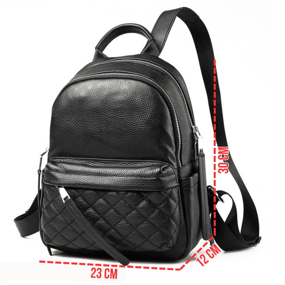 Жіночий шкіряний рюкзак міський 30х23х12, наплічник з натуральної шкіри, чорний Кам'янське - фото 5