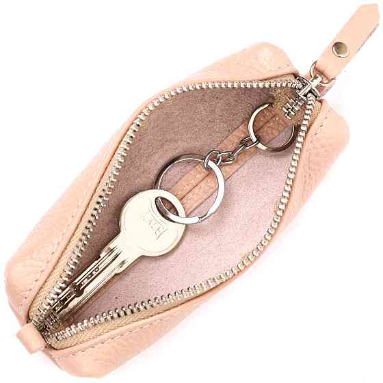 Красива жіноча шкіряна ключниця Рожевий (GRANDE PELLE) Київ