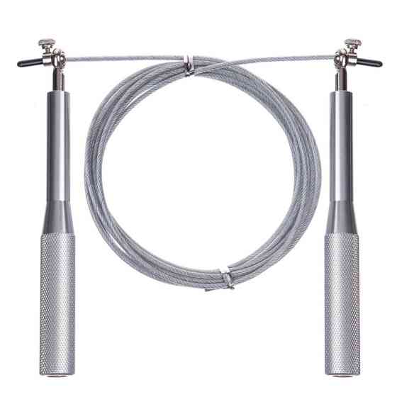 Швидкісна скакалка EasyFit Aluminium зі сталевим тросом та алюмінієвими ручками сіра Коломия