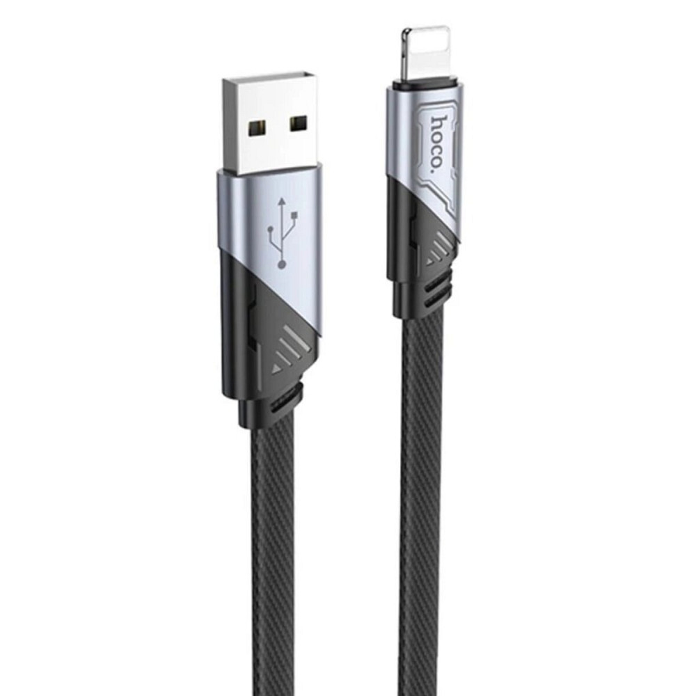Кабель HOCO U119 USB to iP 2.4A, 1.2m, nylon, aluminum connectors, Black (6942007604987) Київ - фото 1