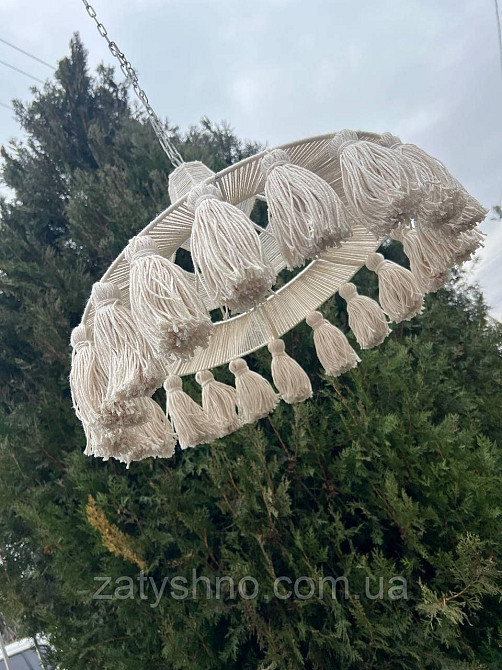 Люстра плетеная белая  с бавовняной нити Киев - изображение 4