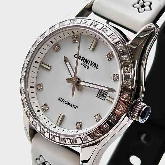 Годинник жіночий механічний Carnival Luiza White Flower (2 ремінці) Київ
