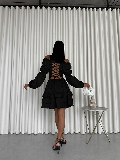 Женское стильное мини платье с воланами креп костюмка Одесса - изображение 6